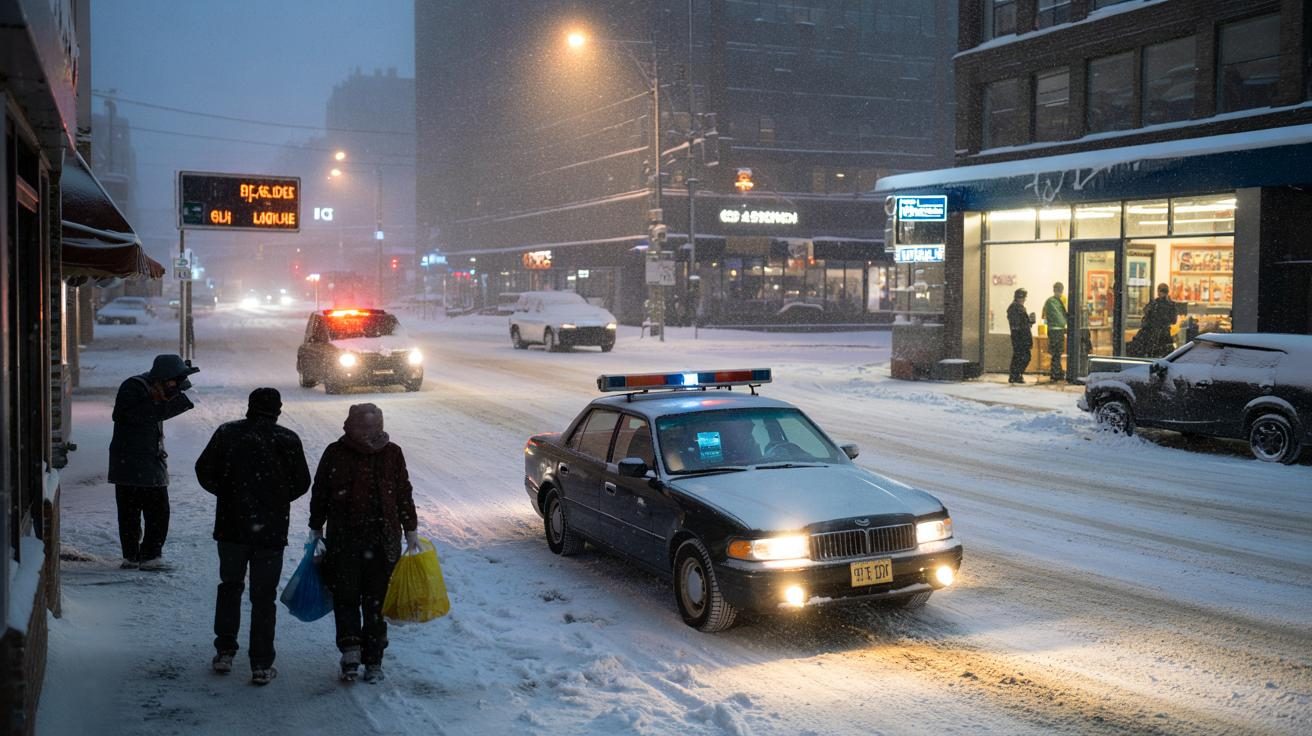 Heavy snow expected tonight as authorities urge drivers to stay home while businesses push to keep normal operations running